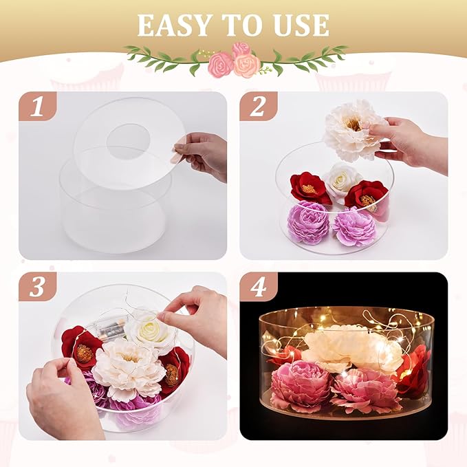 2Pcs Acrylic Cake Display Stand 6'' 10'' Round 2 Tier Clear Cylinder Cake Box for Wedding Birthday Party Decor (6 / 10 Inch)