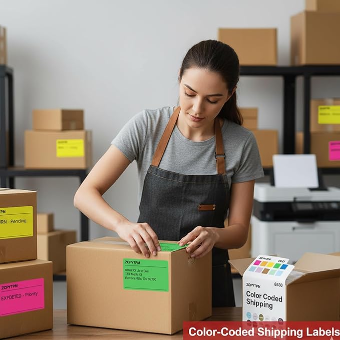 Printable Address Labels 1" x 2-5/8", 450 Total, 15 Sheets, Colored Labels for Laser & Inkjet Printer, Fluorescent Sticker Labels for Mailings, Folders, Organizing