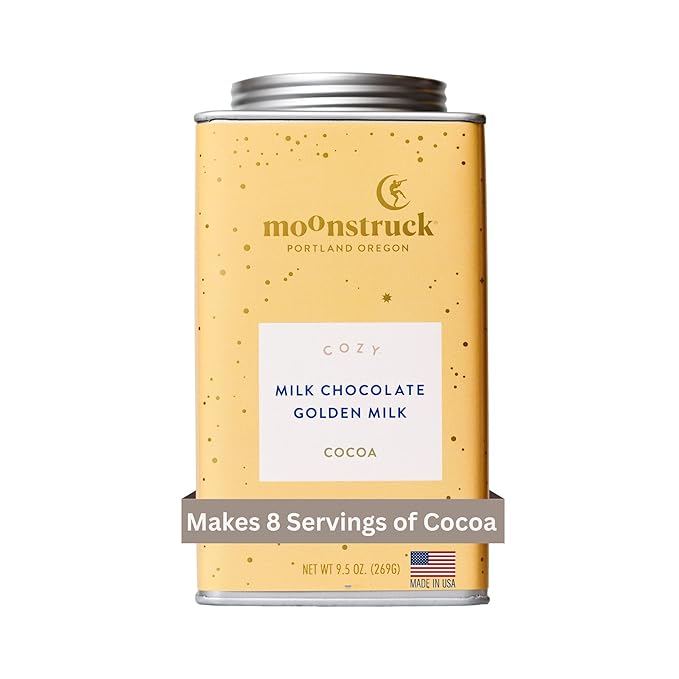 Moonstruck Chocolate Cozy Ginger and Turmeric Milk Chocolate Hot Cocoa Mix, 9.5oz (Pack of 1)