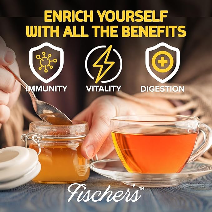 Fischer's Clover Honey, 12 Oz – 100% Pure, Raw & Unfiltered Honey – Squeezable Bear Bottle – Gluten-Free, Non-GMO – All-Natural Sweetener