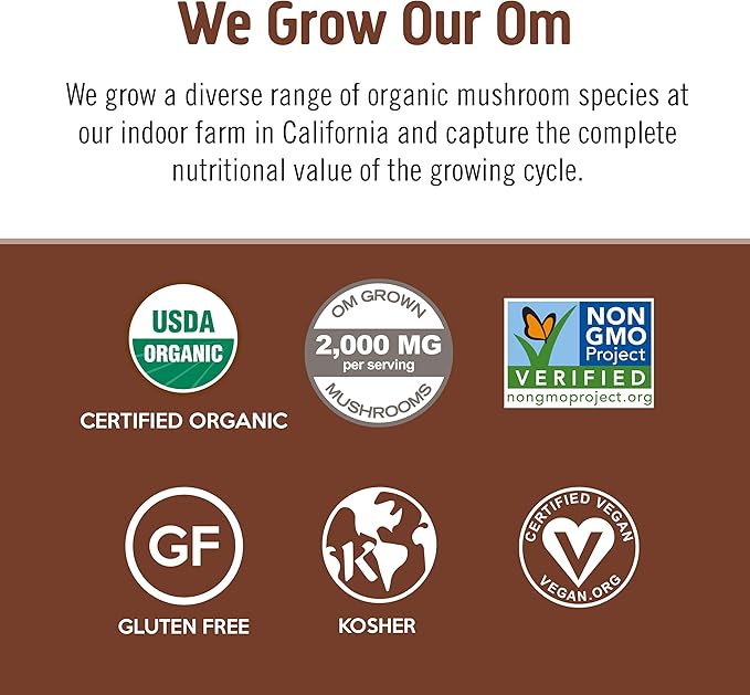 OM MUSHROOM SUPERFOOD Coffee Blend – Organic Arabica with Lion’s Mane, Cordyceps, Reishi, Turkey Tail & Ginkgo – Supports Energy, Focus & Clarity – 6.24 oz Canister (30 Servings)