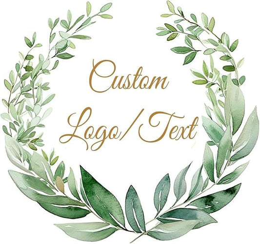 Custom Stickers for Weddings, Birthdays & Businesses - Personalized Labels with Your Logo - Waterproof, Fade and Heat Resistant - Pack of 100-1000 (Wreath D, 1.5 Inch)