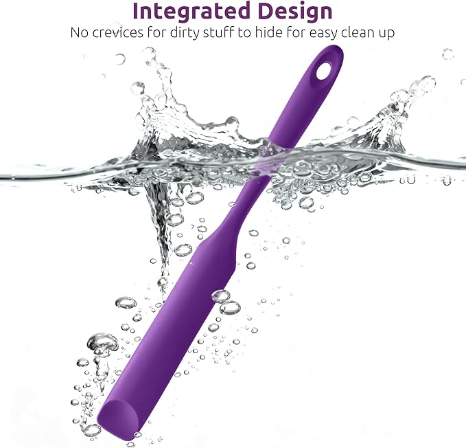 U-Taste Silicone Jar Spatula for Sourdough Starter: Long Skinny Food-Grade Jam Spreader, Sturdy Stirring Stick Bowl Scraper with Flexible Spoon Tip, Mixing Icing Tool, Peanut Butter Knife (Purple)