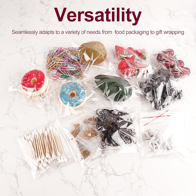 300PCS Clear Self Sealing Cellophane Bags - Cookie, Candy & Bread Bags (5x7 Inches)