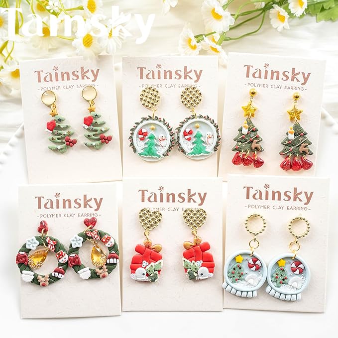 Mirco Christmas Polymer Clay Cutters, 9 Shapes Winter Clay Cutters for Earrings Making Clay Jewelry