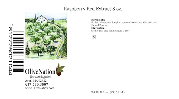 OliveNation Sugar Free Red Raspberry Extract, Premium Quality Flavoring Extract for Baking - 8 ounces