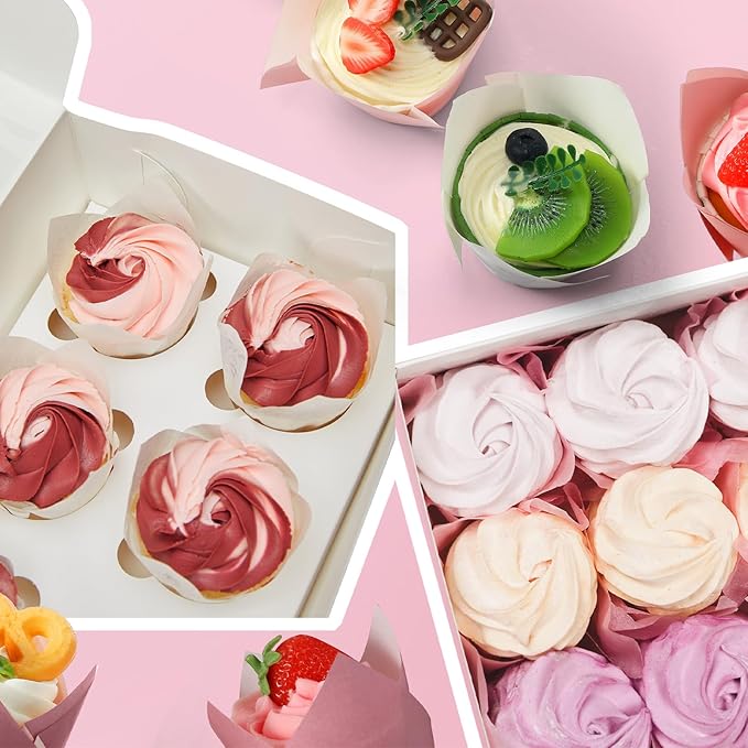 Havawish 500 Pcs Standard Size Gradient Pink Tulip Cupcake Liners, Party Baking Liners Greaseproof Cupcake Wrappers Muffin Liner Baking Cups for Wedding Birthday Baby Shower Holiday Party