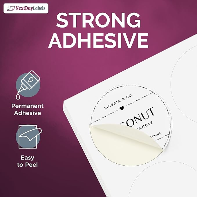 NextDayLabels 1.5 Inch Round Matte White Blank Labels - Circle Stickers for Laser/Inkjet Printers (3000 Labels, 100 Sheets of 30)