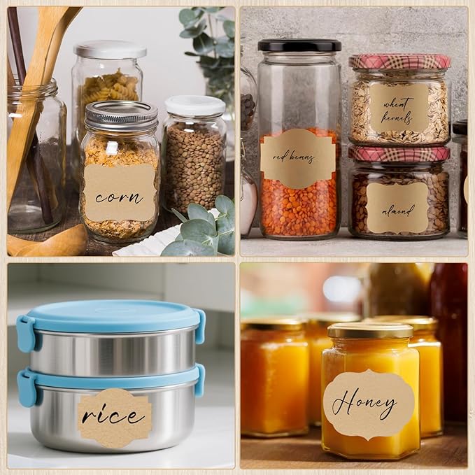 300 Pcs Gift Tags Stickers Name Labels Stickers, 4 Self-Adhesive Handmade Bottle Jar Labels for Presents Decoration Jars Craft