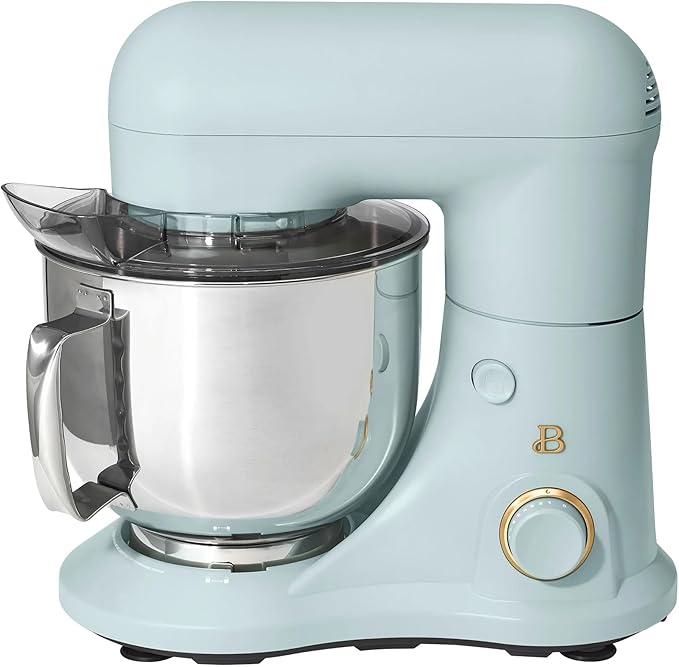 Beautiful 5.3 QT Stand Mixer w/Tilt-Head Design, Stainless Bowl, 300-Watt Power, 12-Speed Control, Includes Beater, Dough Hook, Whisk, Splash Shield (Hydrangea)
