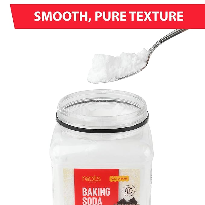 Roots Circle Baking Soda Bulk | 1 x 35.2oz Large Airtight Container | Pure Sodium Bicarbonate for Cooking, Baking, Cleaning, Laundry, Deodorizing, Gardening | Gluten Free, All-Natural Food Grade