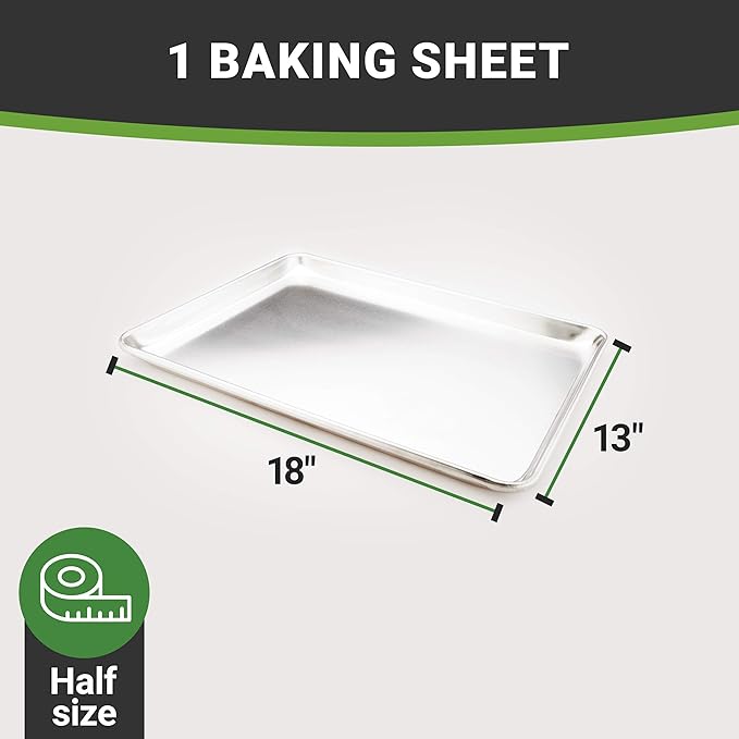 Restaurantware Met Lux 13 x 18 Inch Half Size Baking Sheet 1 Heavy-Duty Cookie Sheet - Evenly Bakes Treats Make Pastries or Cookies Aluminum Sheet Pan For Commercial or Home Use