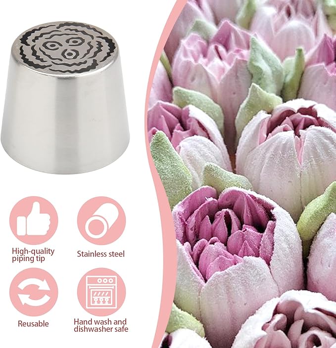 Extra Large Russian Piping Tips for Marshmallows Stainless Steel Flower Frosting Nozzles many styles Cake Decorating Baking tool for Buttercream, Cupcakes Cookies(SL49)