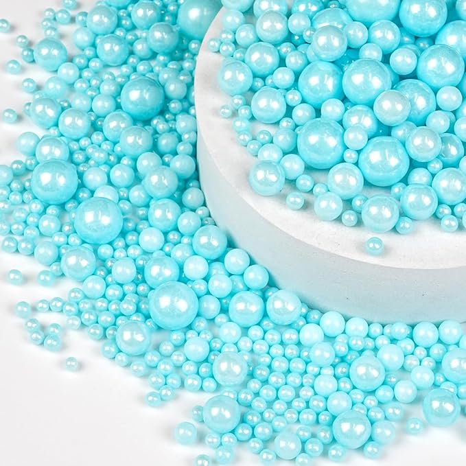 Blue Pearl Sprinkles for Cake Decorating, Edible Baking Candy, 150g/5.29oz Mix Size, Cake Topper Decorations, Cupcake, Foodgrade for Kid's Birthday Christmas Party