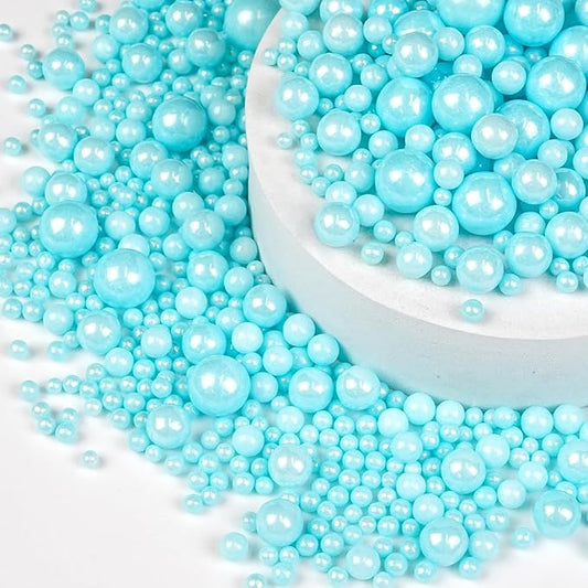 Blue Pearl Sprinkles for Cake Decorating, Edible Baking Candy, 150g/5.29oz Mix Size, Cake Topper Decorations, Cupcake, Foodgrade for Kid's Birthday Christmas Party