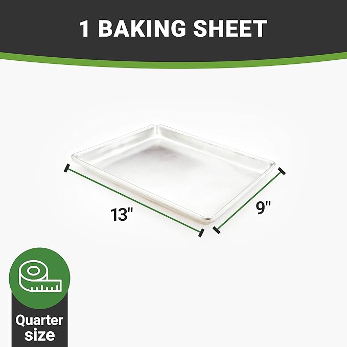 Restaurantware Met Lux 9 x 13 Inch Quarter Size Baking Sheet 1 Heavy-Duty Cookie Sheet - Evenly Bakes Treats Make Pastries or Cookies Aluminum Sheet Pan For Commercial or Home Use