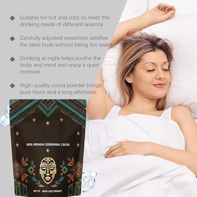 Ceremonial Cacao - 100% Pure Natural, Enhanced with Flavanol, Theobromine, Magnesium & Natural Flavonoids Blend, For Mental Clarity, Focus, Energy Boost & Mood Elevation, Zero Sugar(2 pack)