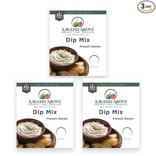 A Blend Above French Onion Dip Mix, 1oz, (3 Pack), Gluten-Free, No MSG, All Natural, No Preservatives, Vegetable Dip, Keto Friendly, Low Carb, Easy to Make