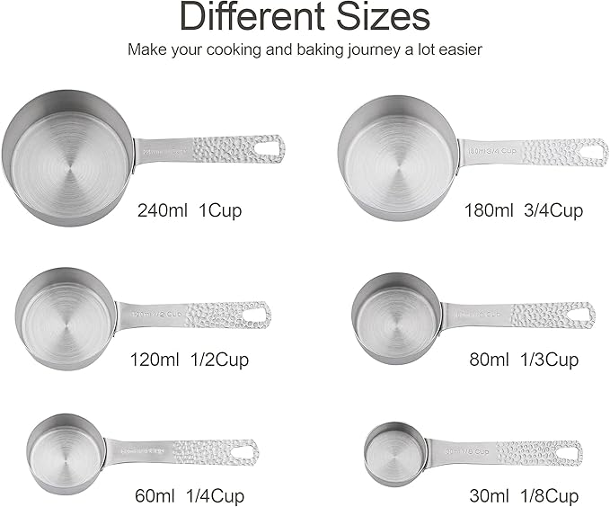 Smithcraft Measuring Cups and Spoons Set of 14, 18/8 Stainless Steel Measuring Cups Spoons Set, 6 Measure Cups and 7 Measure Spoons with Leveler