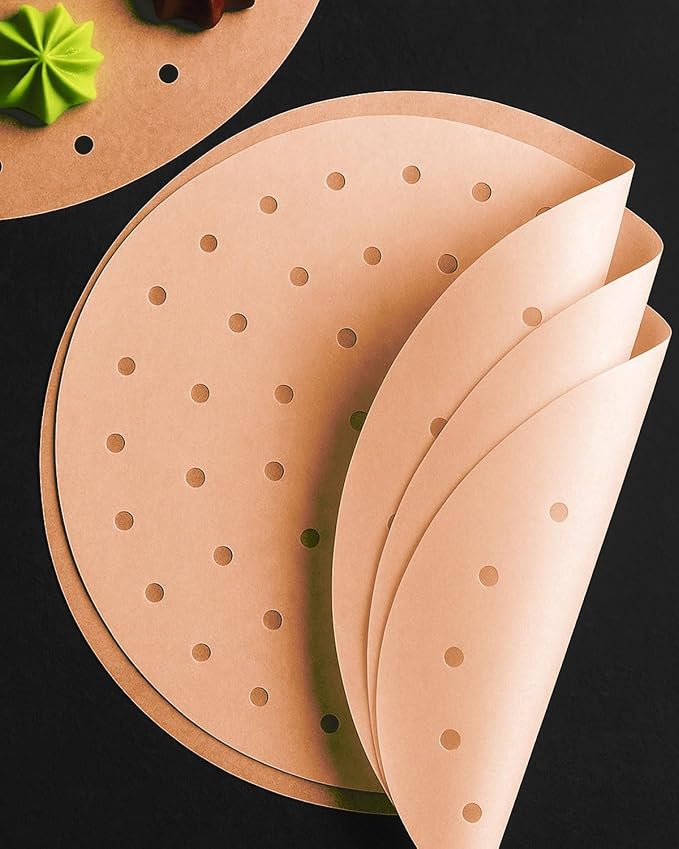 8.4 inch Parchment Paper Rounds, Round Sheets for Baking, Air Fryers, Hamburger Patty, Tortilla, Dumpling, Gyoza, Cake Pans, Steamers, Non Stick Small Pre-cut Paper Liners, Unbleached