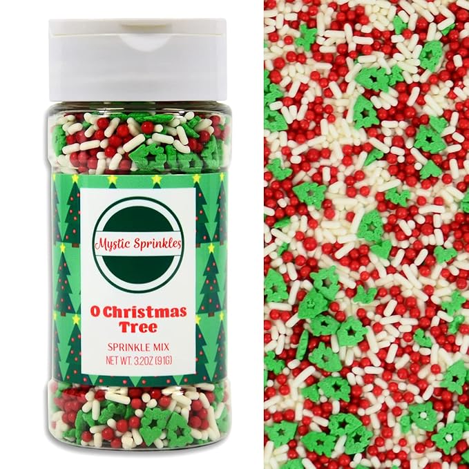 Mystic Sprinkles Christmas Holiday Sprinkle Mixes (O Christmas Tree Sprinkle Mix 3.2oz)