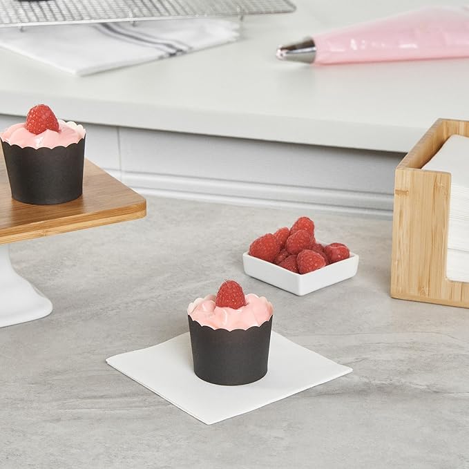 Panificio 3 Ounce Cupcake Wrappers, 200 Scalloped Baking Cups - Oven-Ready, Greaseproof, Black Paper Cupcake Liners, Disposable, For Birthdays, Baby Showers, Or Weddings - Restaurantware