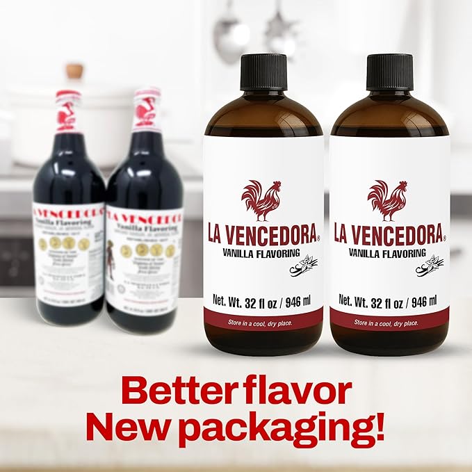 La Vencedora Mexican Vanilla Extract 2 Pack – 32oz – Traditional Vanilla Flavoring for Baking, Cooking & Desserts – Vegan, Glutten Free, Natural Process, Made in Mexico