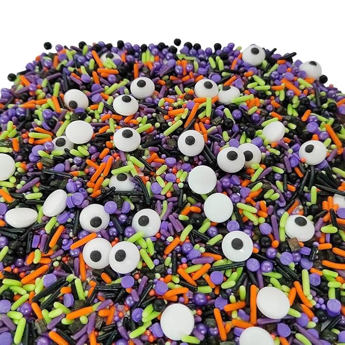 1 Bottle Candy Eyeballs Eyes Soft Jimmies Cake Cupcake Toppers Cookie Decorations Edible Holiday Sprinkles Mix for Halloween Cake Cupcakes Decoration