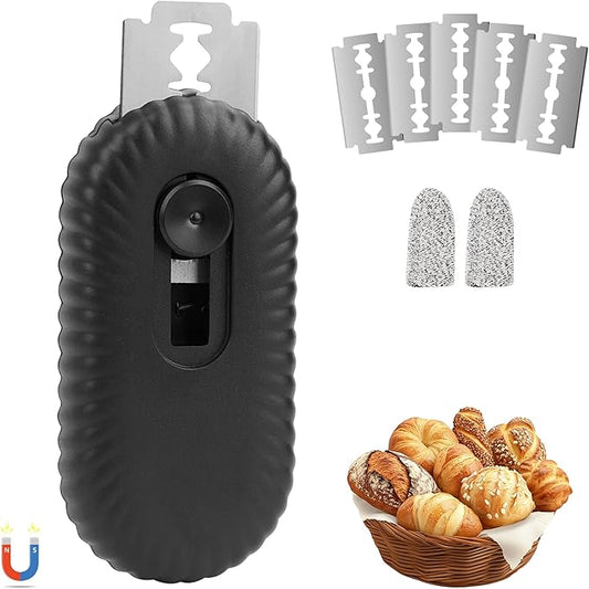 UFO Bread Lame Cutter for Homemade Sourdough - Professional Dough Scoring Tool with 5 Razor Blades, Sourdough Scorer Kit for Artisan Bread Baking,Including User Manual (Ripple Black)