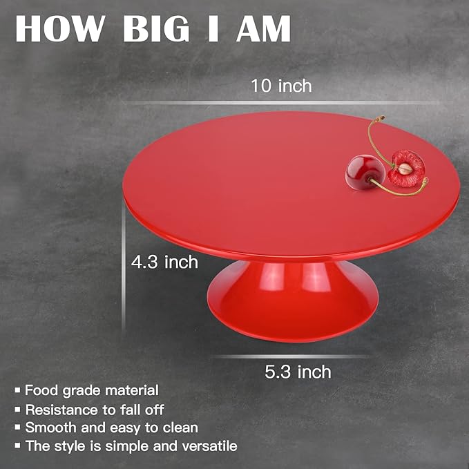 Round Cake Stand 10" Melamine Cake Display Stand Dessert Cupcake Display Tray for Wedding,Birthday,Party,Baby Shower,Anniversary,Ceremony-Red