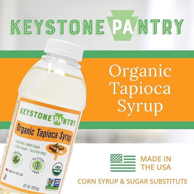 Keystone Pantry Organic Tapioca Syrup – 23 OZ Bottle – Vegan, Gluten Free – HFC, Corn Syrup Substitute – Used for Baking, Alternative Sweetener – Make Homemade Fudge, Ice Cream & More – 1 BOTTLE