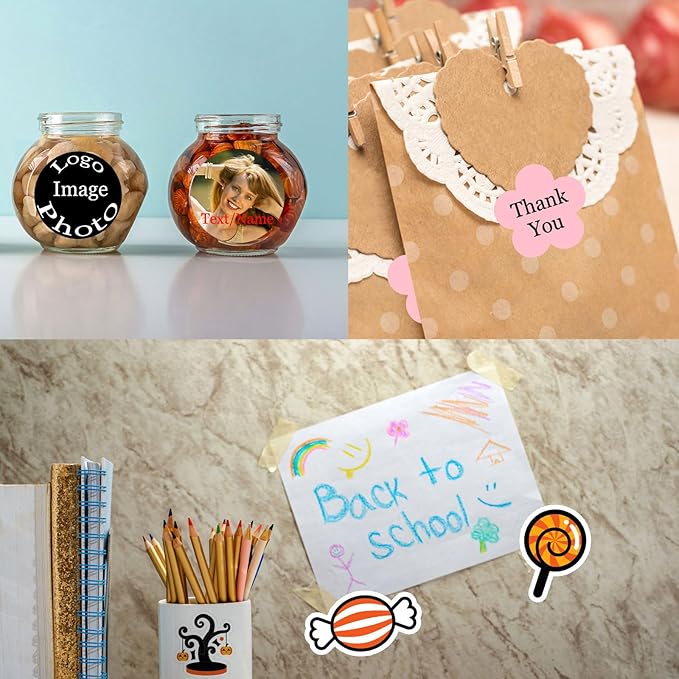 50~1000Pcs Personalized Sticker Custom Label Customized Business Logo Vinyl Stickers Personalized Waterproof Labels with Name Text Photo Make Your Own Printed Sticker for School Office - Square 3"