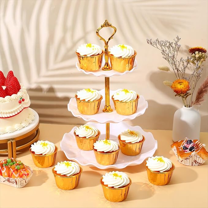 400 Pcs Gold Cupcake Liners, 3.5 oz Disposable Baking Cups Mini Foil Muffin Liners Pans Holders Containers Cupcake Wrappers for Wedding Holiday Birthday Christmas Party