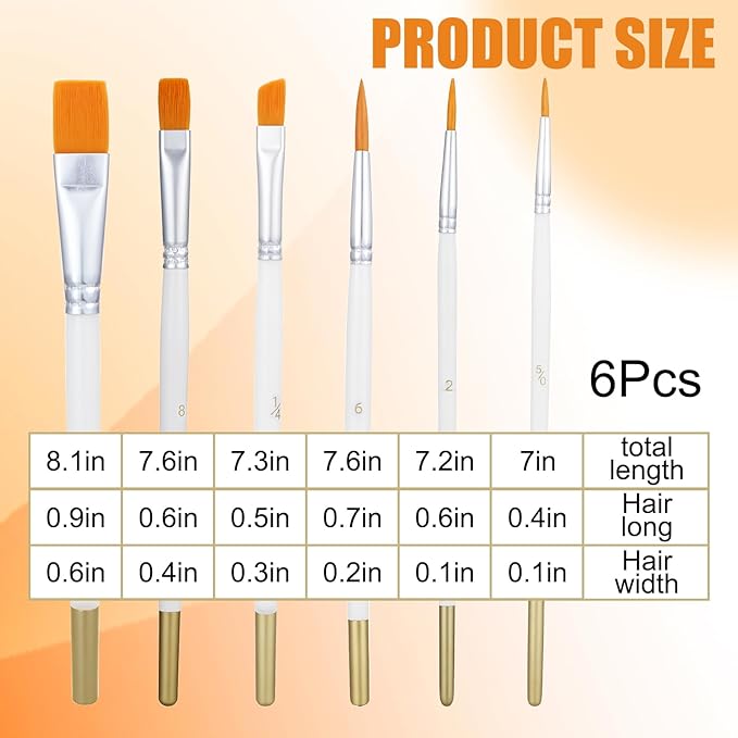 6Pcs Multifunction Painting Brushes for Cake Decorating, Food Grade Paint Brushes Cake Decorating Brush Comfortable Nylon Wooden Handle for Cooking, Baking, Basting, Pastry and Cookie