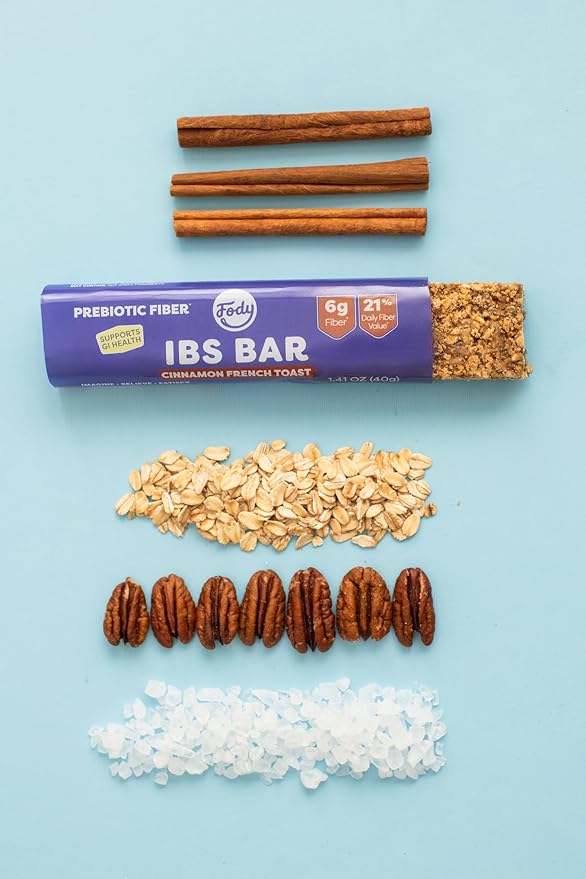 Fody Foods IBS Snack Bars, Cinnamon French Toast, 1.41 Oz (Pack of 12), 6g Prebiotic Fiber, Low FODMAP, Gut & IBS Friendly, Lactose Free, Non-GMO, Gluten Free