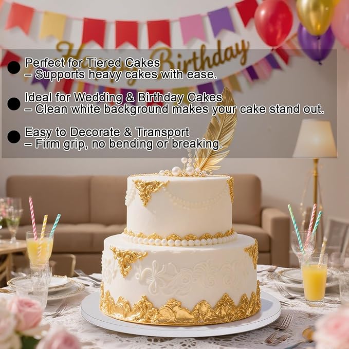Cake Drums 10 inch - 10PCS Cake Boards 10 inch Round 1/2" Thick Cakes Base para Pastel Cardboard Sturdy Corrugated for Wedding, Birthday Decorating, Party Desserts, Baking Decorating Supplies (White)