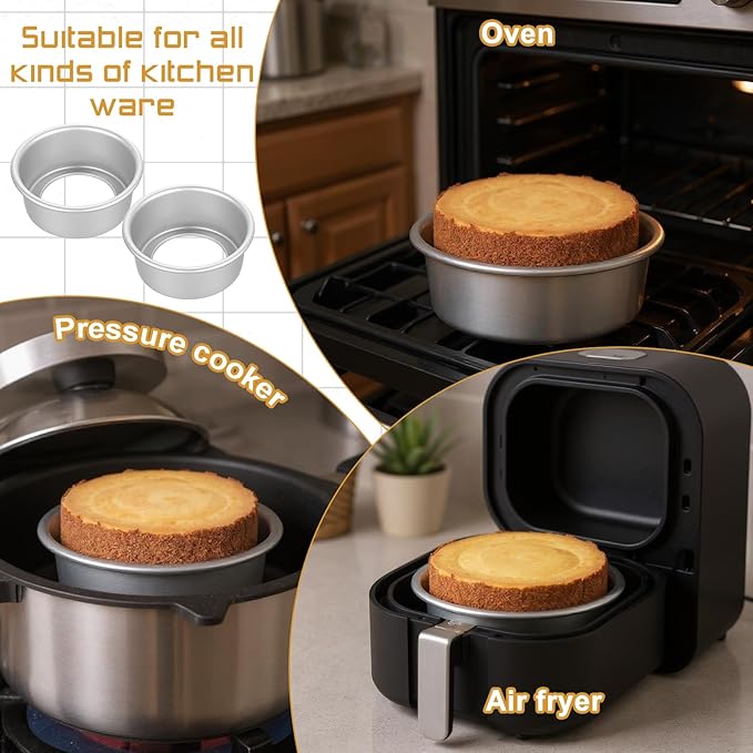 4 Inch Cake Pan Set Round, 18Pcs Aluminum Mini Flan Molds for Baking, Leakproof & Easy Release, Non-Stick Small Cake Pans, Moldes para Roles de Canela(Silver)