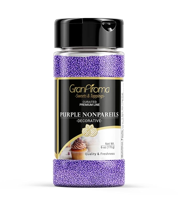 GranAroma Purple Nonpareils, Decorative Sprinkles, Cakes & Cookies, Bakery Staple (6 Ounce)