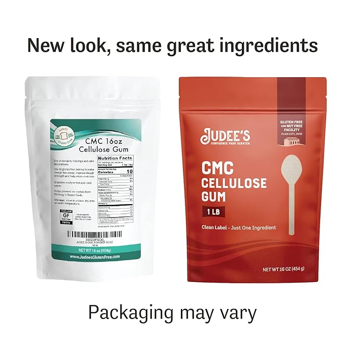 Judee's Gluten Free CMC Powder - Fondant Glue for Decorations with CMC Powder for Fondant - Gluten Free Baking Aid & Cellulose Gum - Ice Cream Stabilizer with Carboxymethyl Cellulose - 1 lb (16 Oz)