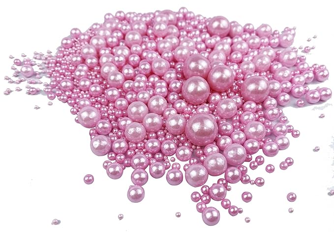 Edible Pearl Sugar Sprinkles Pink Candy 120g/ 4.2oz Baking Edible Cake Decorations Cupcake Toppers Cookie Decorating Ice Cream Toppings Celebrations Shaker Jar Wedding Shower Party Chirstmas Supplies