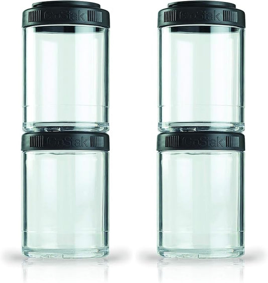 BlenderBottle GoStak, 150cc, 2-Pack | Twist n' Lock | Storage Jars | Black