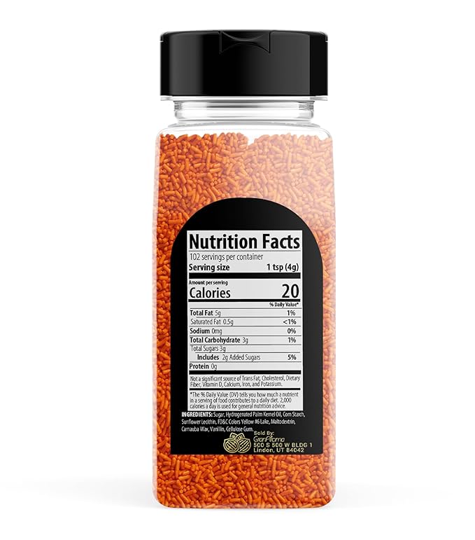 GranAroma Orange Sprinkles, 14.4 oz, Decorative, Cakes & Cupcakes