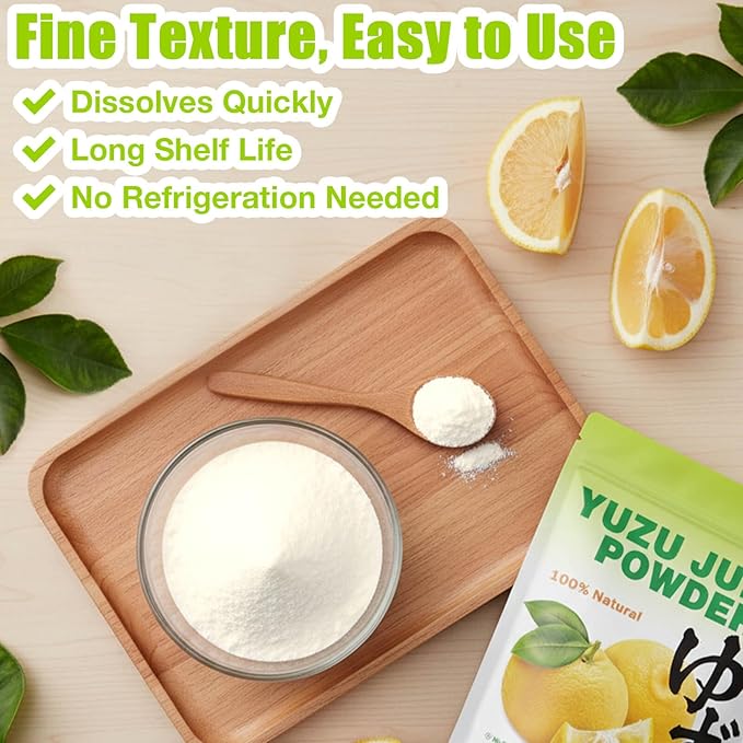 6oz Yuzu Juice Powder - Tangy Japanese Citrus Mix for Drinks, Cocktails, Baking - Instant Yuzu Powder with No Added Sugar for Cooking, Beverages, and More
