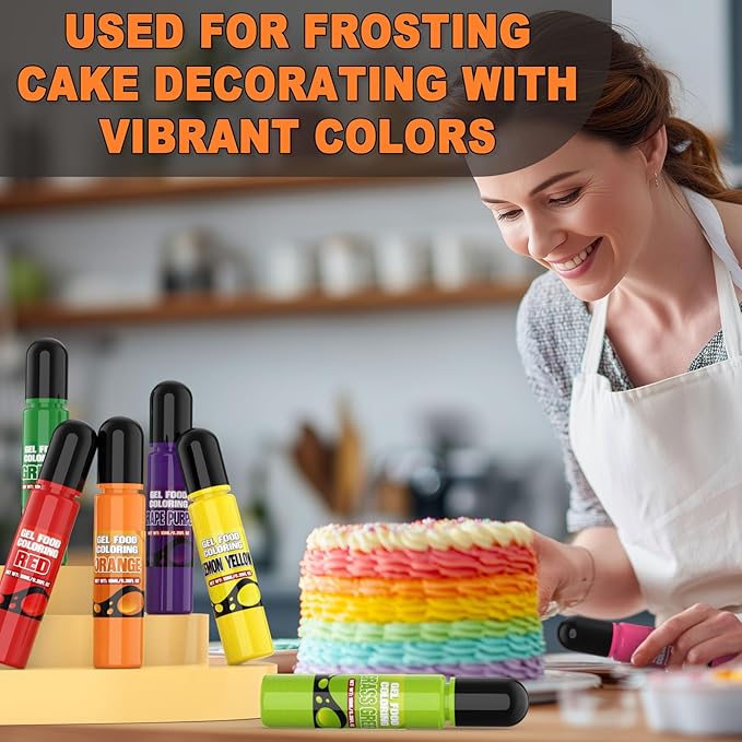Gel Food Coloring Set for Christmas, 12 Colors with red, green, white, etc. Concentrated Food Coloring Gel for Icing, Baking, Candy, Cake Decorating, 0.35 Fl. Oz/Bottles