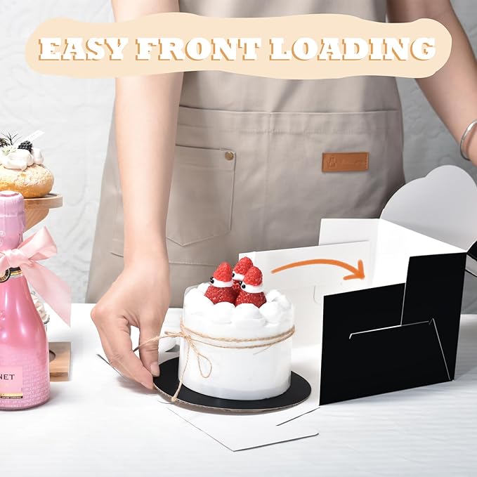 KPOSIYA 40pcs 6x6x5 inch Mini Cake Boxes with Cake Boards (20 Boxes & 20 Boards), 6 inch Small Cake Boxes with Lids，Cajas de mini pastel Bakery Boxes with Window for Christmas Thanksgiving