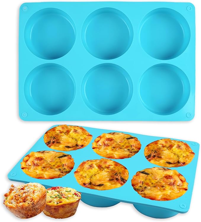 2Pcs Silicone Egg Molds Non-Stick 3.15 Inch Round Muffin Top Baking Pans, Round Silicone Molds for Egg Bites, English Muffin, Breakfast Sandwiches, Pies, Pancakes