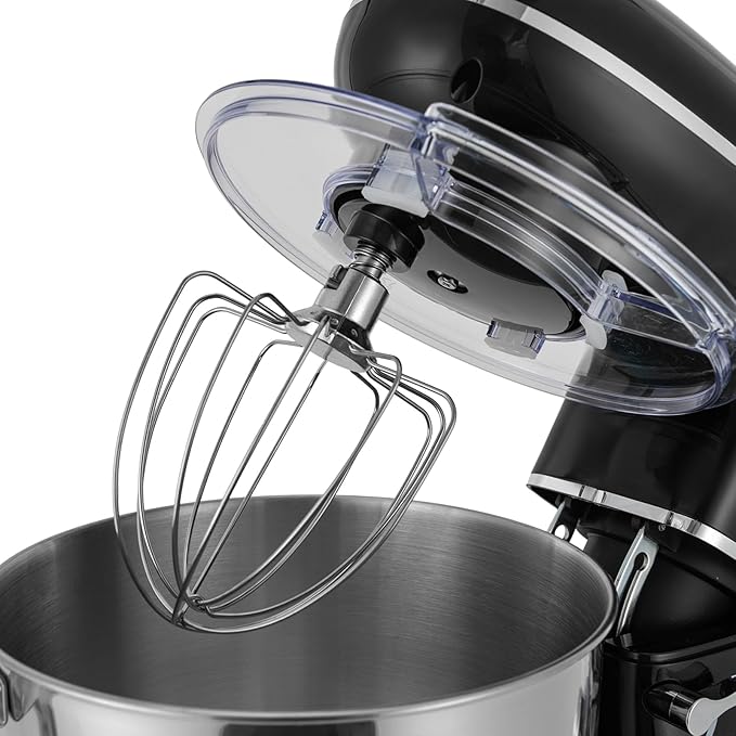 Stand Mixer, 6.5 Quart, 6+1 Speed Tilt-Head Kitchen Mixer, Copper Motor, Household Food Mixer with Bowl, Flat Beater, Dough Hook, Egg Whisk fit for Kitchens, Small Restaurants, Bakeries (Black)