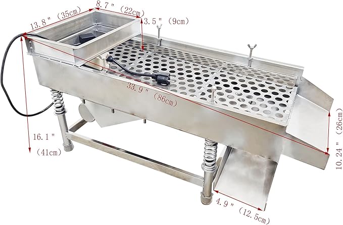 Electric Vibrating Sifter with 20mm Screen Straight Vibrating Sieve Shaker Stainless Steel Linear Sifter Machine Linear Shaker Single Motor 110v 80W