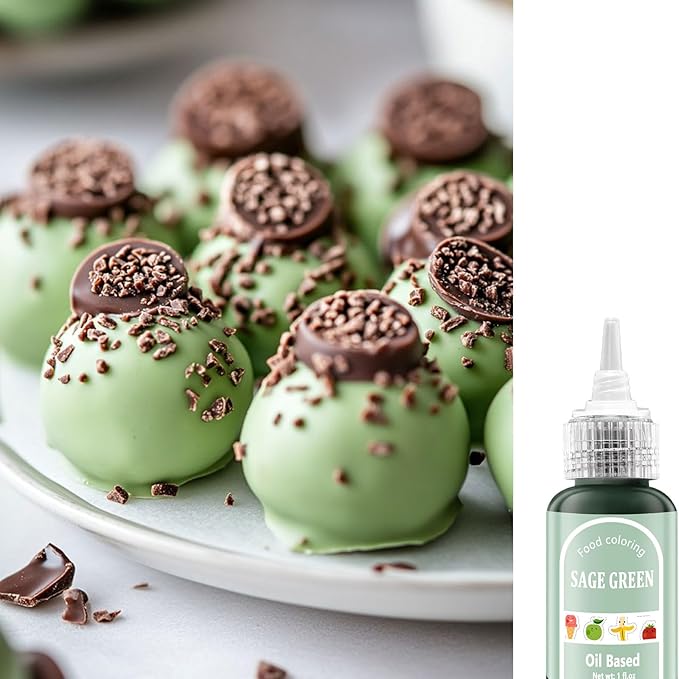Sage Green Oil Based Food Coloring for Chocolates Melts - 30ML Tasteless Liquid Edible Oils Food Dye Candy Cookies Decorating,Vivid Oil Food Color Baking Frosting Cake Decorations,Soap,Cosmetics