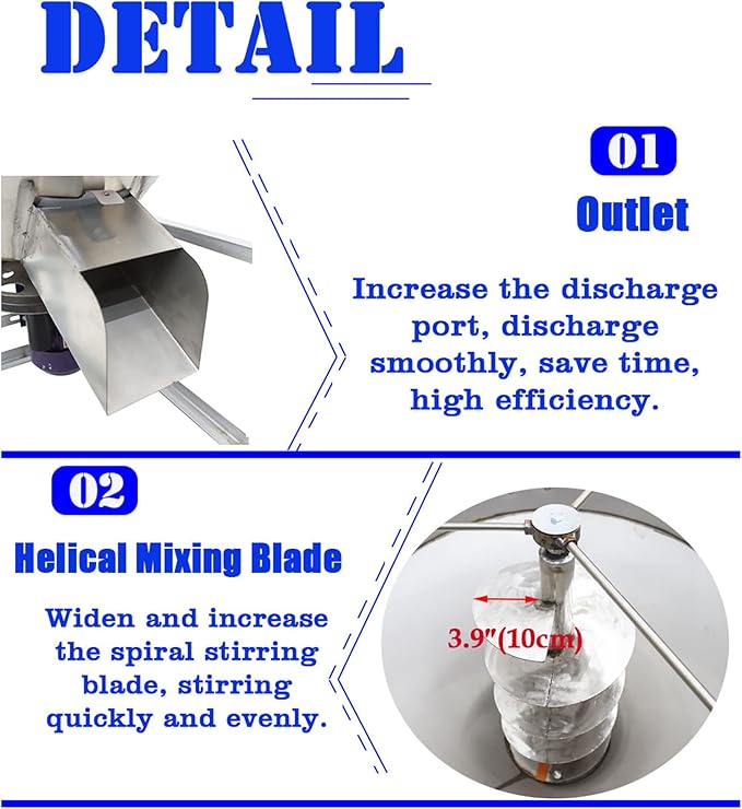 330Lbs SS Feed Mixer Granular Plastic Mixer Household Farm Equipment Mixing Machines 110V 3KW